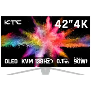 KTC 42" 4K OLED Gaming Monitor, 138Hz, 0.1ms(GTG), Built-in Speakers, 90W USB Type-C Charging, Anti-Reflection Panel, Remote,4-Side Bezeless,VESA,Ideal for Gamers & Home Entertainment (Without Base)