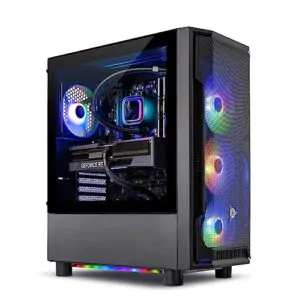 Skytech Gaming Shadow Gaming PC Desktop – AMD Ryzen 7 5700X 3.4 GHz, NVIDIA RTX 4060, 1TB NVME SSD, 16GB DDR4 RAM 3200, 600W Gold PSU, 11AC Wi-Fi, Windows 11 Home 64-bit,Black