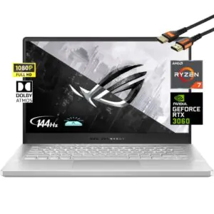 Asus 2022 ASUS ROG Zephyrus 14'' Flagship Gaming Laptop, AMD Ryzen 7 5800HS(8 Cores), GeForce RTX 3060 6GB GDDR6, 144Hz 100% sRGB Pantone, Backlit Keyboard, White (16GB RAM | 512GB PCIe SSD)