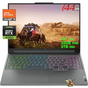 Lenovo Legion Slim 5 Gaming Laptop 16" WUXGA IPS 144Hz AMD Zen 4 Hexa-Core Ryzen 5 7640HS 32GB RAM 2TB SSD GeForce RTX 4060 8GB Graphic RGB Backlit Rapid Charge Pro Win11 Grey + HDMI Cable