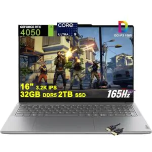 Lenovo Yoga Pro 9i Gaming AI PC Laptop | 16" 3.2K 165Hz Touch 100% DCI-P3 Glossy | Intel 14-Core Ultra9 185H | 32GB DDR5 2TB SSD | GeForce RTX 4050 Graphic | Backlit Thunderbolt Win11Pro + HDMI Cable