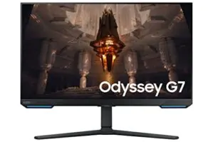 SAMSUNG 28” Odyssey G70B Series 4K UHD Gaming Monitor, IPS Panel, 144Hz, 1ms, HDR 400, G-Sync and FreeSync Premium Pro Compatible, Ultrawide Game View, LS28BG702ENXGO, Black